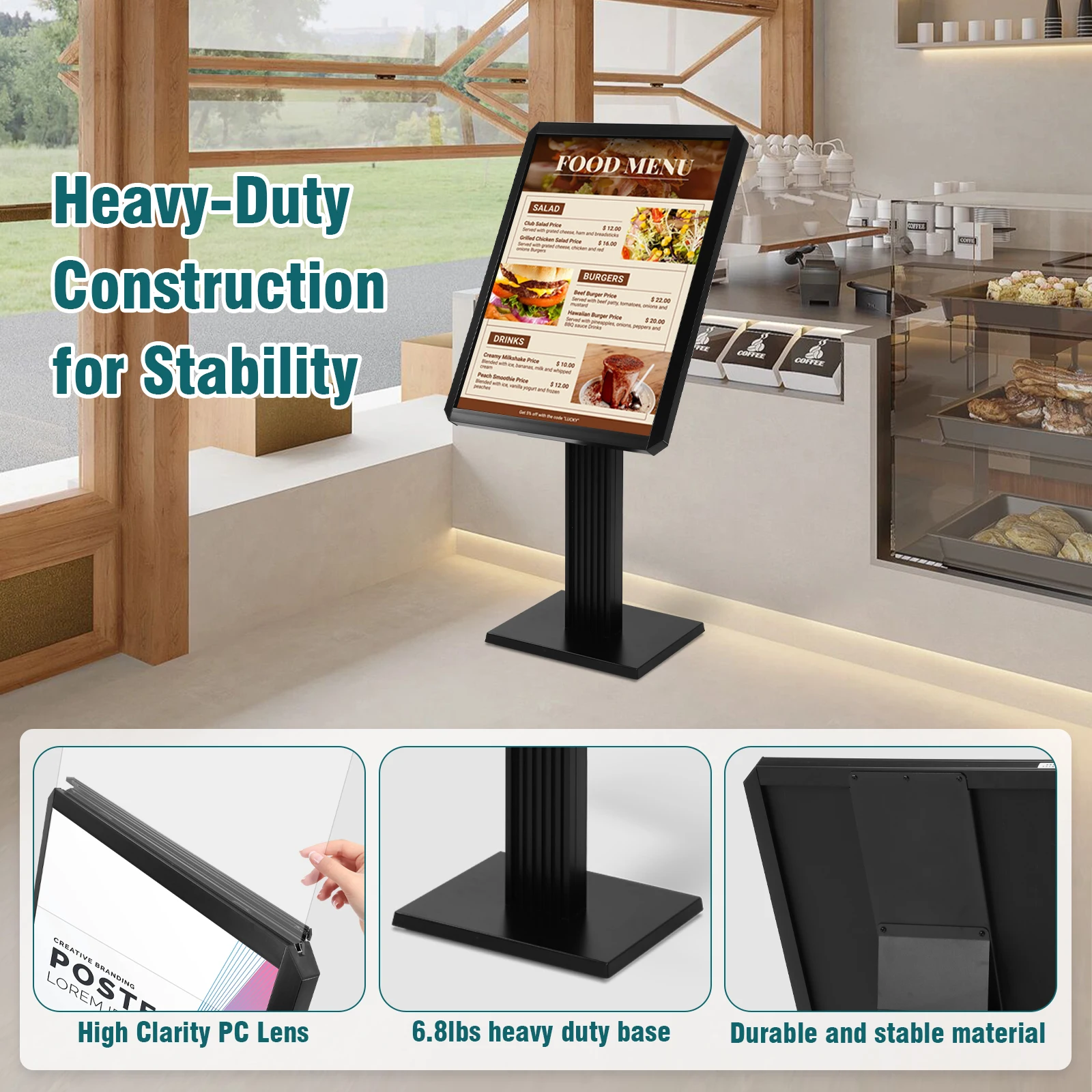 

Sign Holder Floor Stand 20x27inch/24x31.5inch Pedestal Floor Signage Standing Holder Adjustable for Malls Schools Restaurants