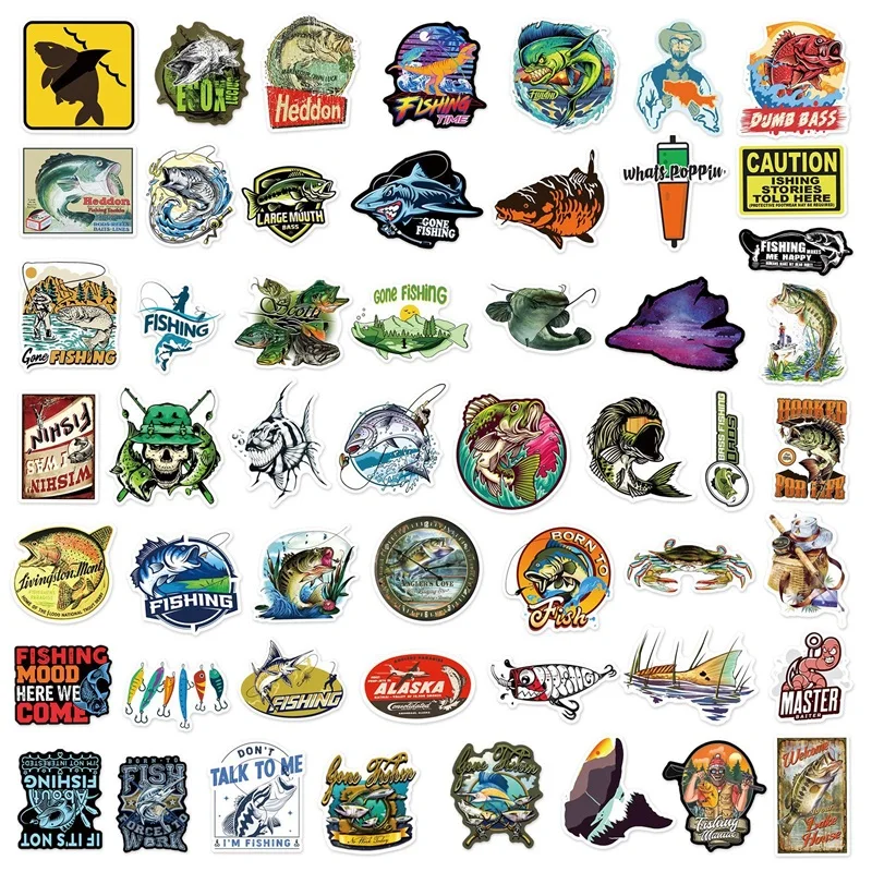 10/30/50PCS Cartoon Fishing Sticker Aesthetic PVC Children\'s Korean Stationery School Supplies Decoration Scrapbooking for Kids