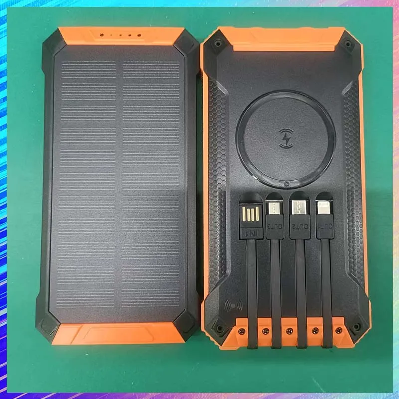 

20000mAh Multi-Functional Solar Power Bank For Mobile With USB 4 In1 And Support Wireless Charger LED Light Outdoor Power Bank