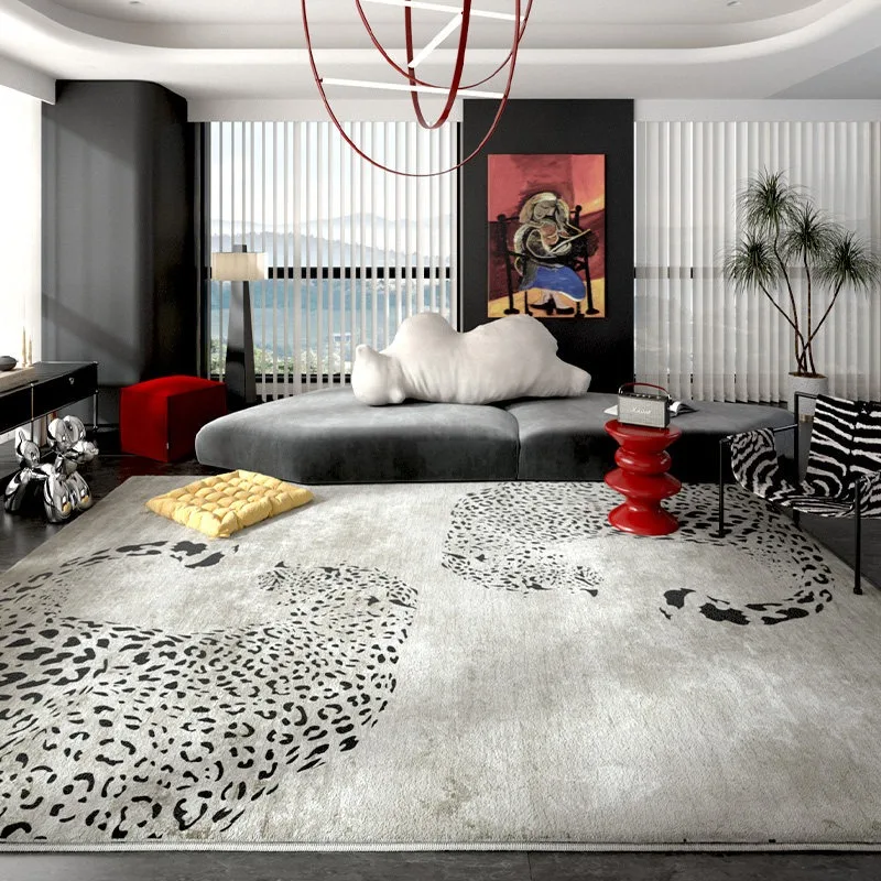 Nordic Leopard-print Rug Living Room Large Area Carpet Decorate Light Luxury Mat Bedroom Rugs Wipeable No-clean Washable Mats 러그