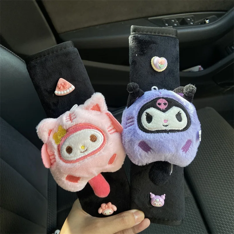 

Sanrio Car Seatbelt Shoulder Sleeve Sanrio Cinnamoroll Cute Creative Cartoon Bumper Strap Cover Anti Strangulation Neck Products