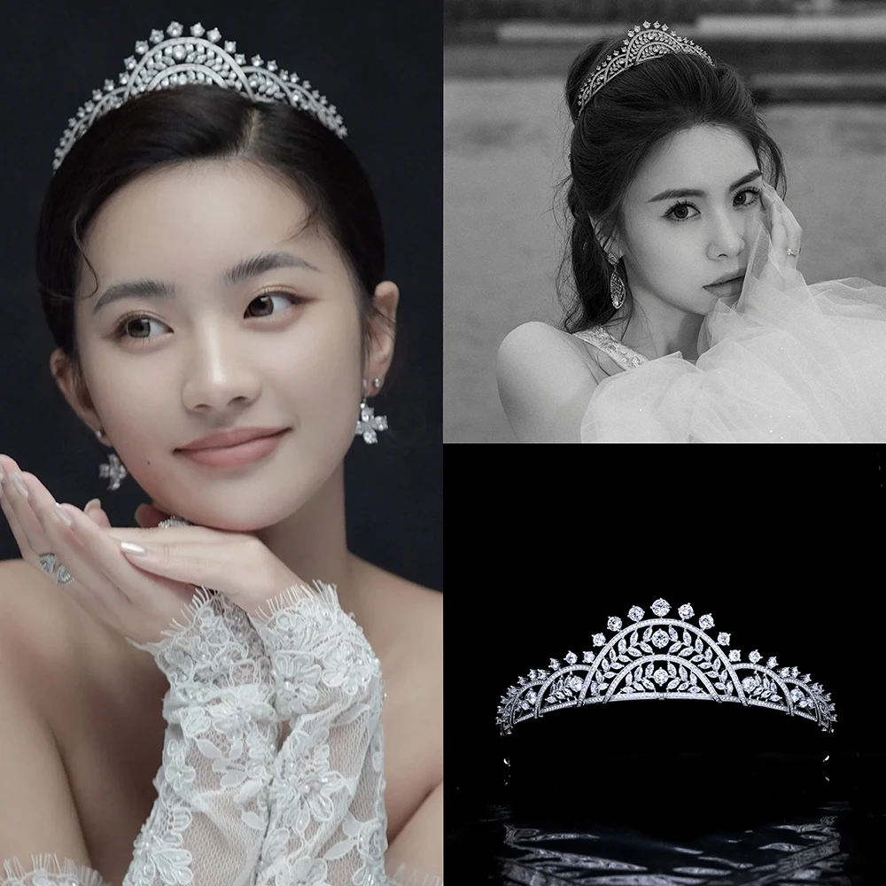 

Himstory корейский ретро невесты свадебная корона для волос кубический циркон принцесса диадемы аксессуары для головного убора на день рождения