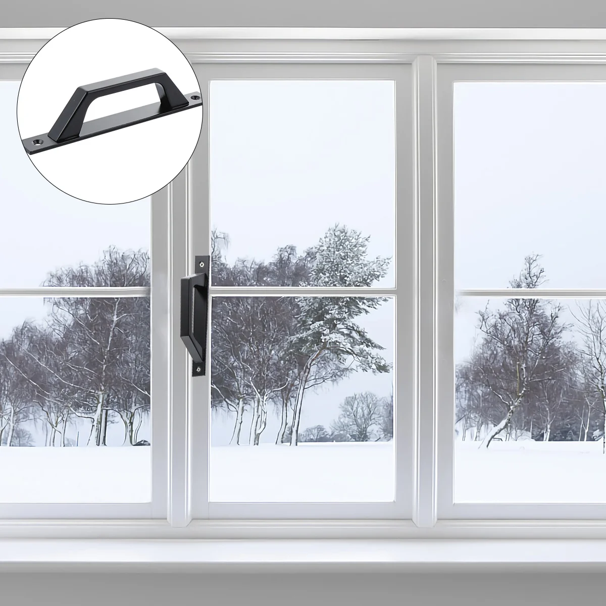 

Aluminum Door Handle Black Alloy Durable Sliding Barn Vintage Gate Pull Handle for Indoor Outdoor Doors Closet Cabinet