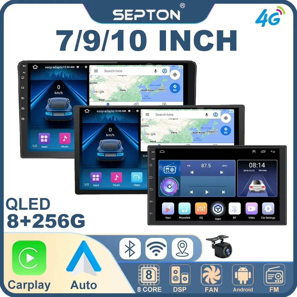 

SEPTON 7"/9"/10" Android Universal Multimedia Video Player GPS Carplay Qled BT 2 Din Smart Car Systems Car Radio Stereo Factory