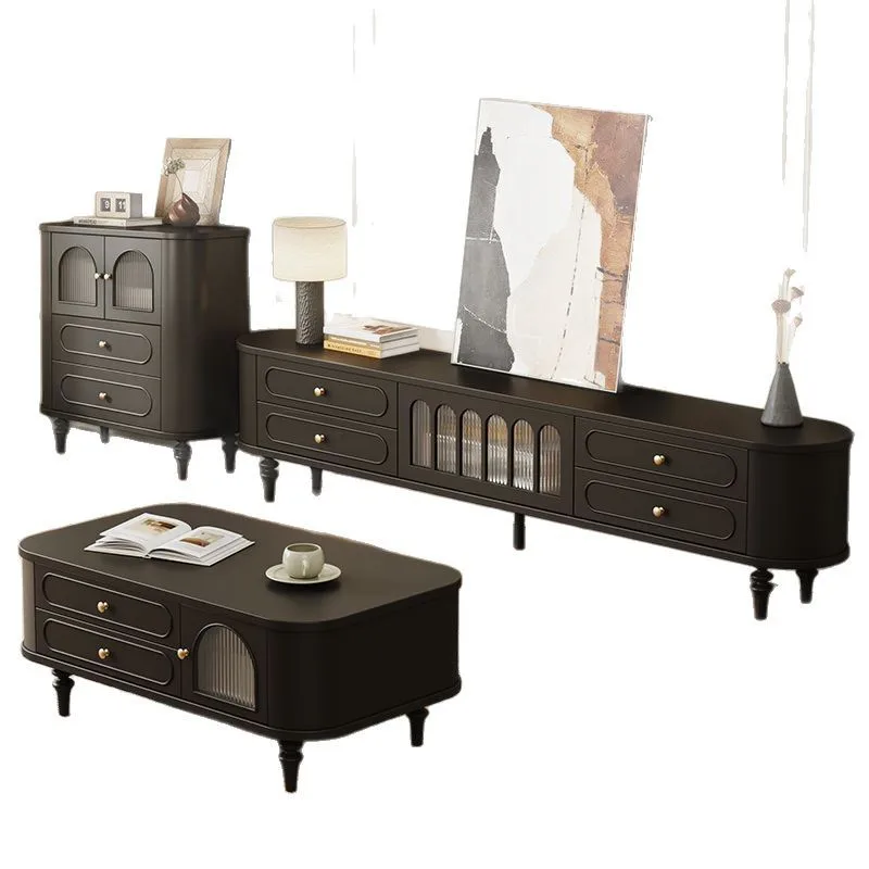 خزانة تلفزيون فرنسية على الطراز الكريمي الصلب لغرفة المعيشة المنزلية ذات الطراز المتوسط والقديم #5