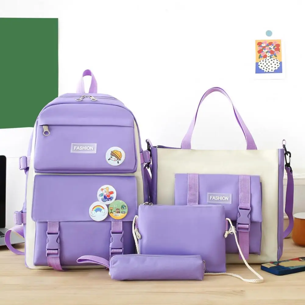 Crossbody Tas Set 4-delige Student Rugzak Set Met Crossbody Tas Etui Tutoring Tas Capaciteit Rits Sluiting Voor Reizen