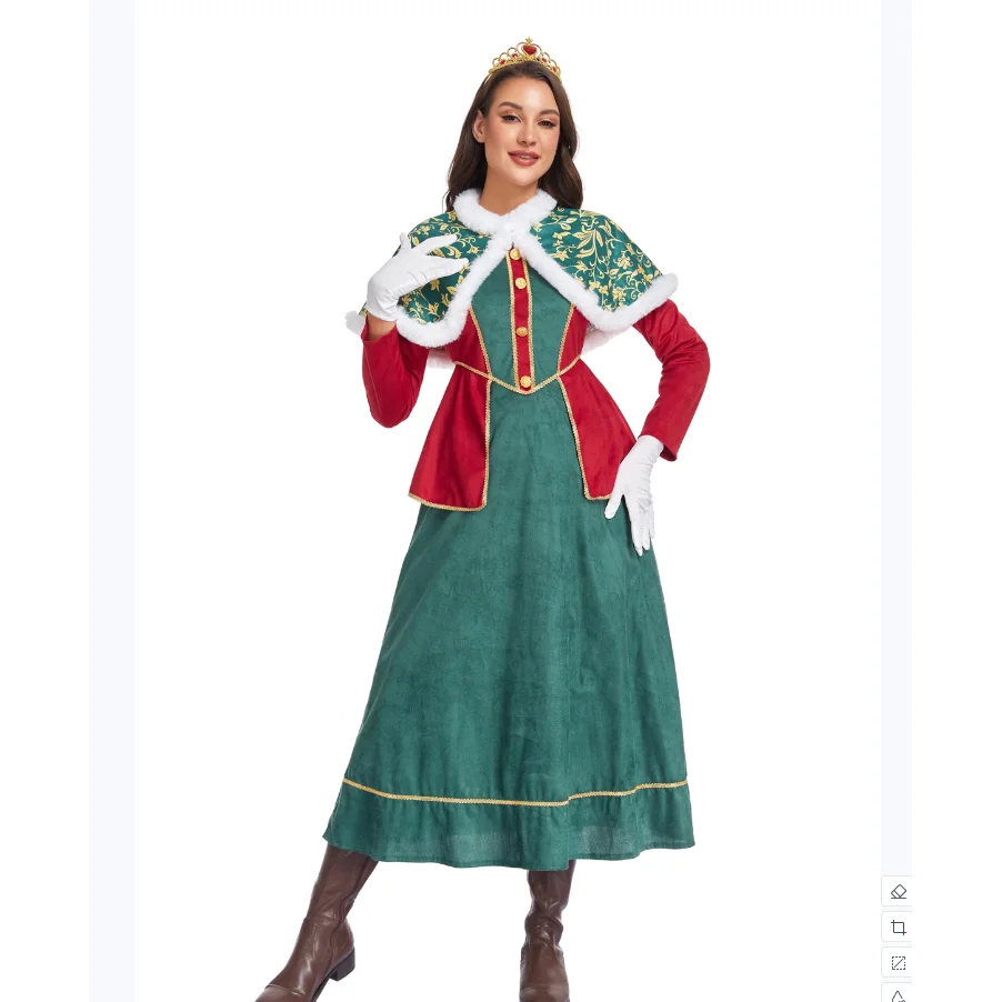 2025 Christmas Queen Costume Court Dress Santa Claus Shoulder Shawl Christmas Tree Outfit Traditional Chinese Ethnic Stage Co... view 2
