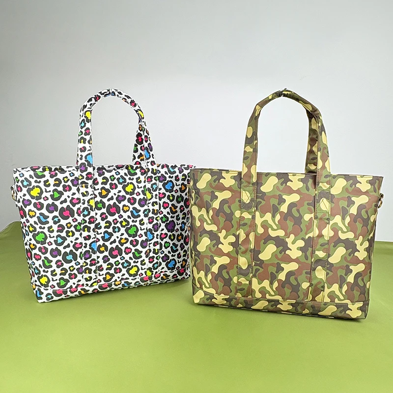 

Nylon waterproof camouflage tote bag for men and women, travel storage bag, multi-color leopard print shoulder crossbody bag
