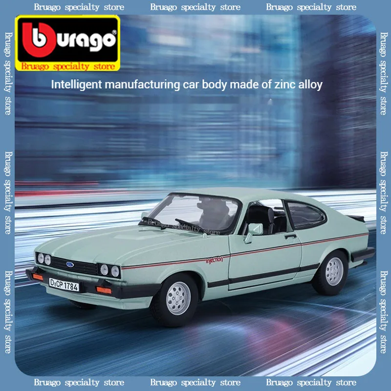 Bruago-Ford 1600gt (1982), modelo de coche de aleación de fundición a presión, verde, decoración estática, regalo de juguete para niños, 1:24