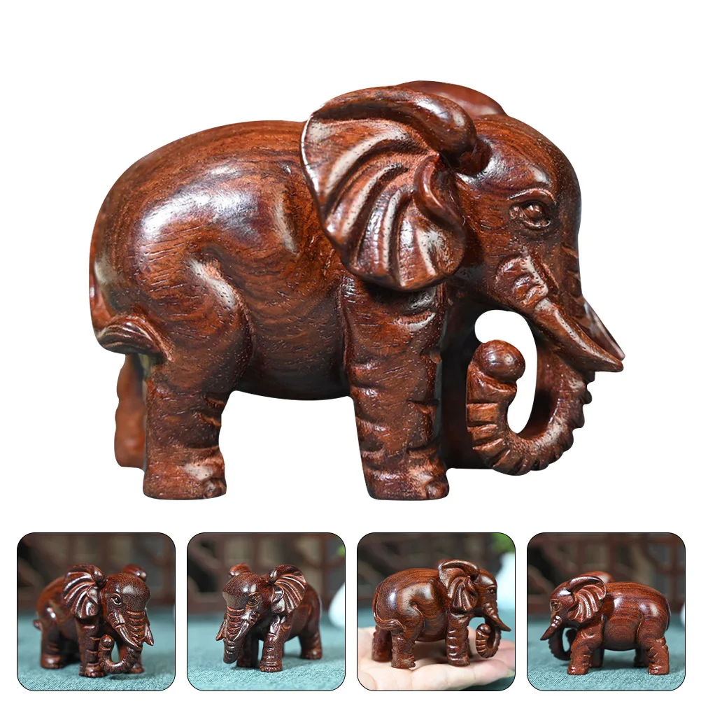 

Wood Carving Decoration Home Elephant Statue Statues Household Animal Craft Indoor Blood Sandalwood