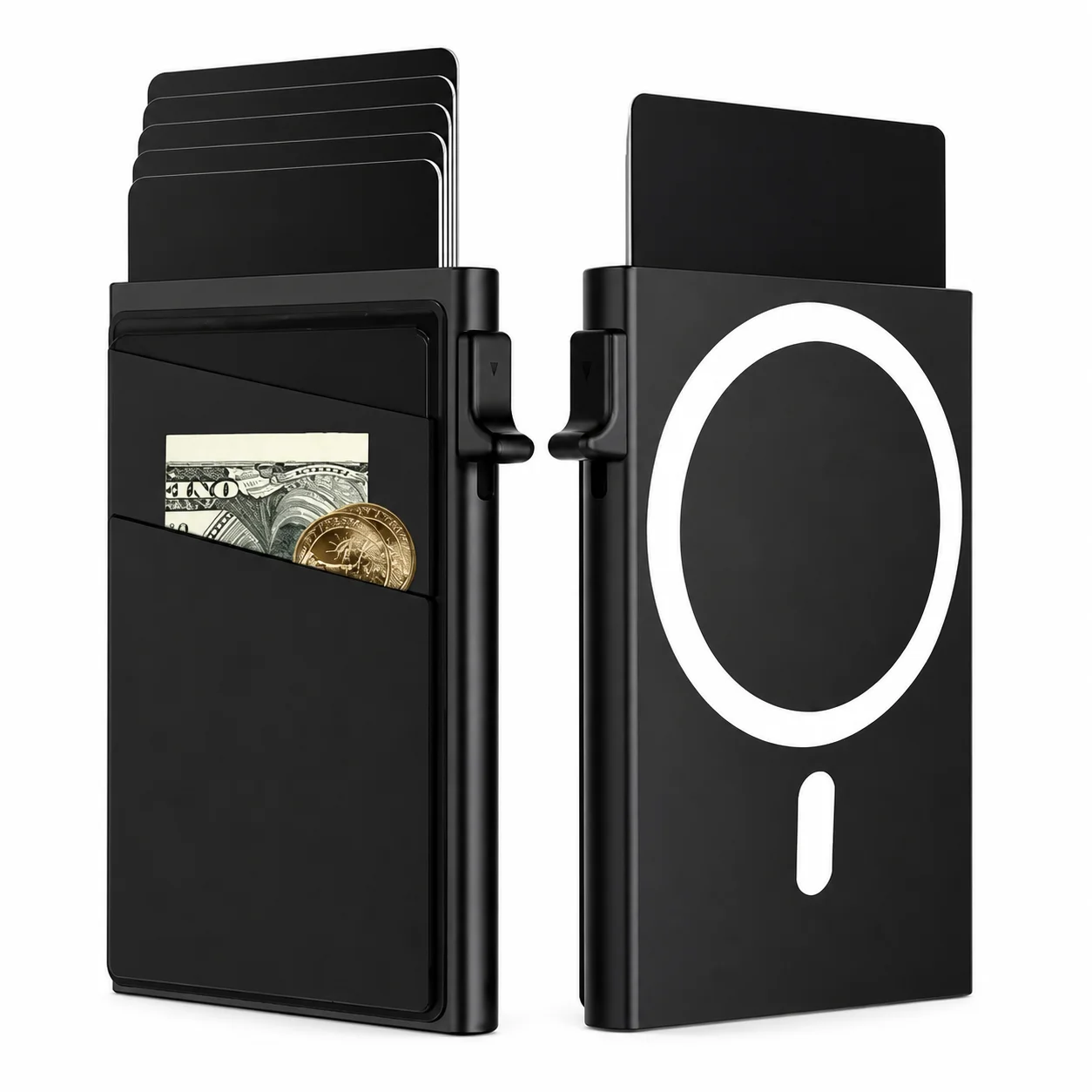 1 Pc Slim Pop-Up Card Holder with  Print for Men, RFID Blocking Wallet Magnetic Slim Automatic Pop-up Card Holder for The Phone