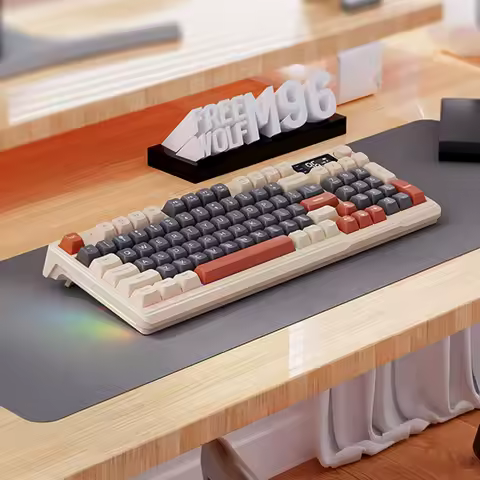 BT5.0/2.4G Dual Mode Wireless Keyboard Battery Digital Display Gaming Keyboard Multimedia Knob Computer Keyboard for PC Notebook