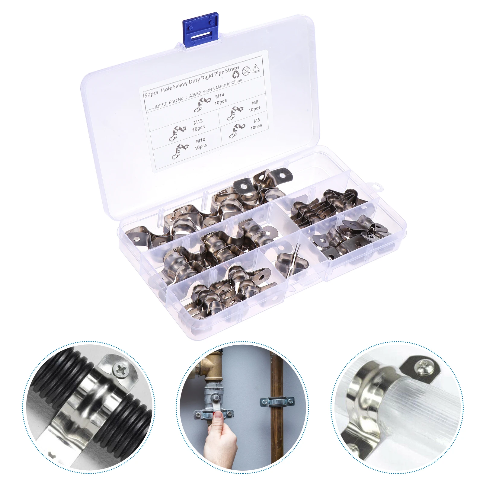 

50 pcs Stainless Steel U Tube Clamp Rigid Pipe Bracket Corrosion Resistant Durable Hose Clip For Oil Water Gas Pipeline