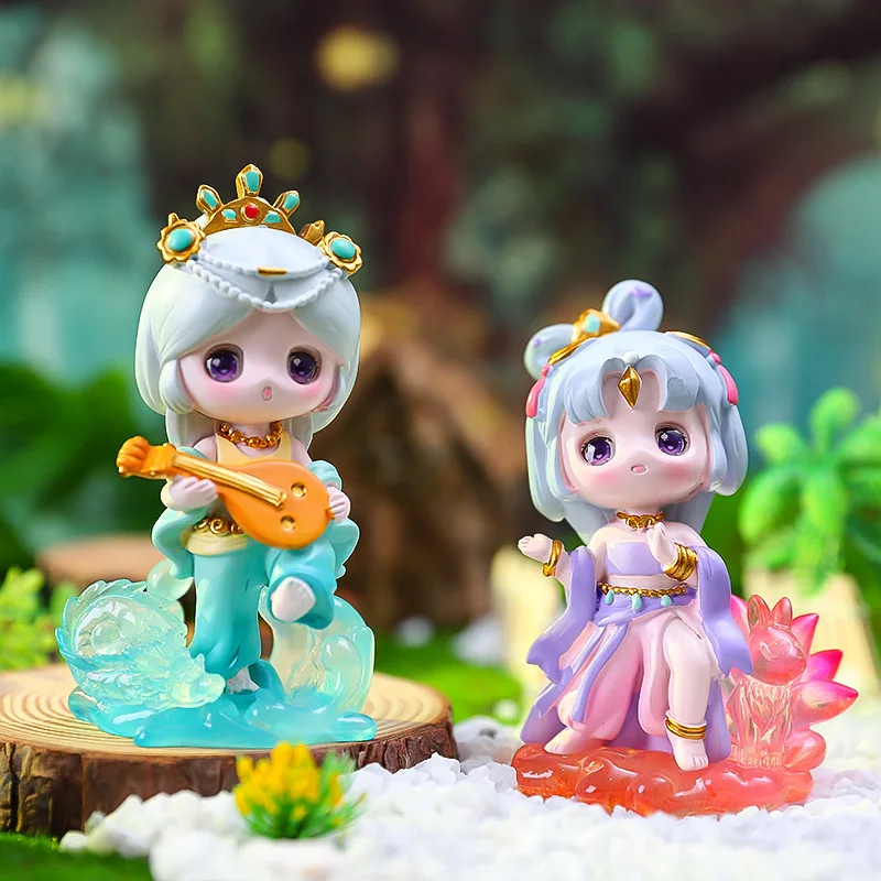 Dunhuang Feitian Apsaras Doll Blue Dragon Nine-Tailed Fox Girl Series Chinese Mythological Cre