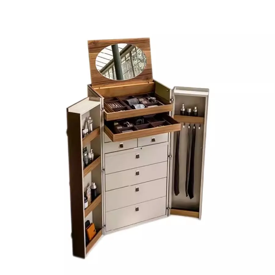 

Y Italian style luxury solid wood dressing table, modern bedroom, new home style foldable saddle leather storage jewelry