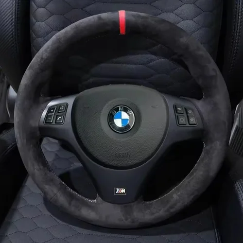 Imagen 2 del producto Cubierta de gamuza suave trenzada para volante de coche personalizada para BMW E81 E90 Pack M Sport M3 E91 E92 E93 E87 E82 E88 X1 E84