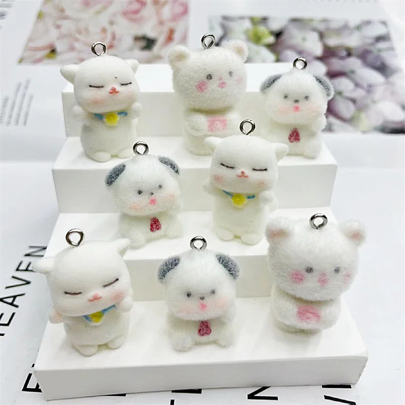 Wholesale 30pcs/lot color print animals cartoon bears shape resin dolls beads charms  diy jewelry key chain pendant accessory