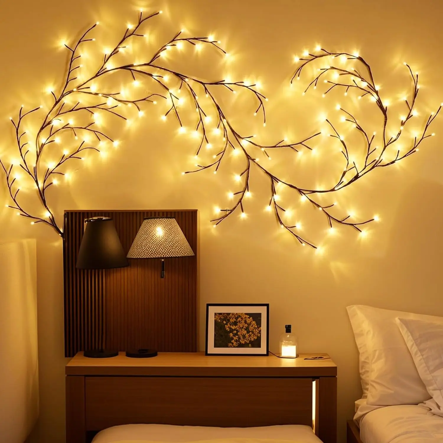 

144 LED Wall Vine Tree Enchanted Willow Rattan Lights Bedroom Living Room Xmas Home Decor Christmas Valentine's Day Decorations