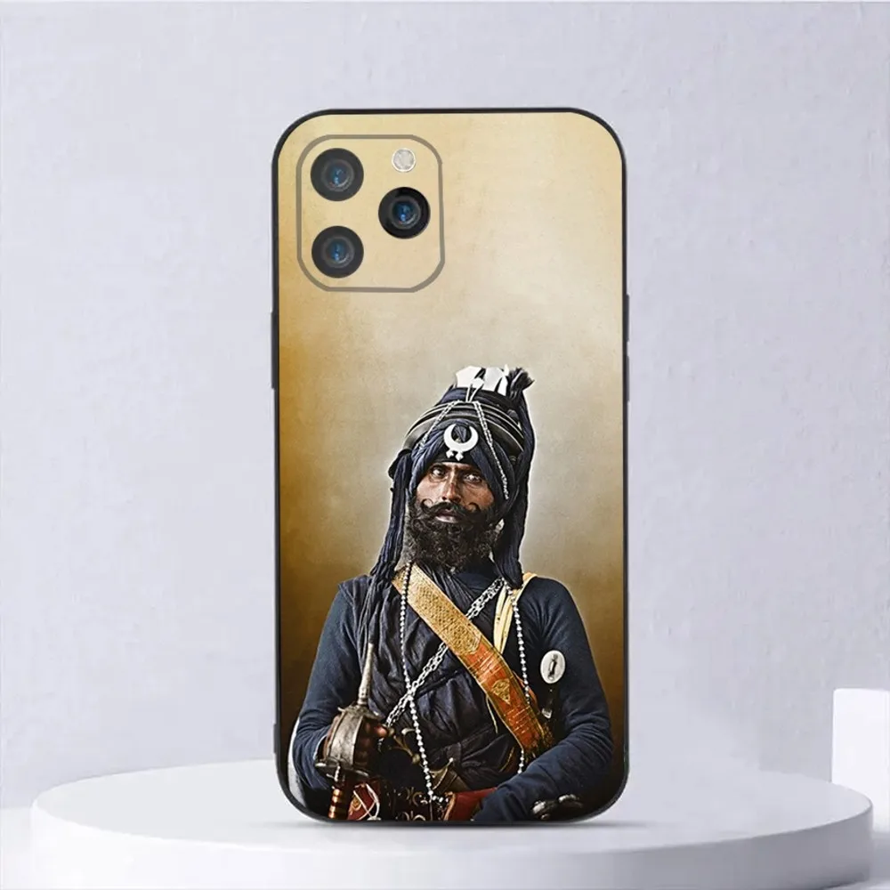 Nihang Singh Sikh pioneer Phone Case For iPhone 15,14,13,12,11,Plus,Pro Max,XS,X,XR,SE,Mini,8,7 Soft Silicone Black Cover