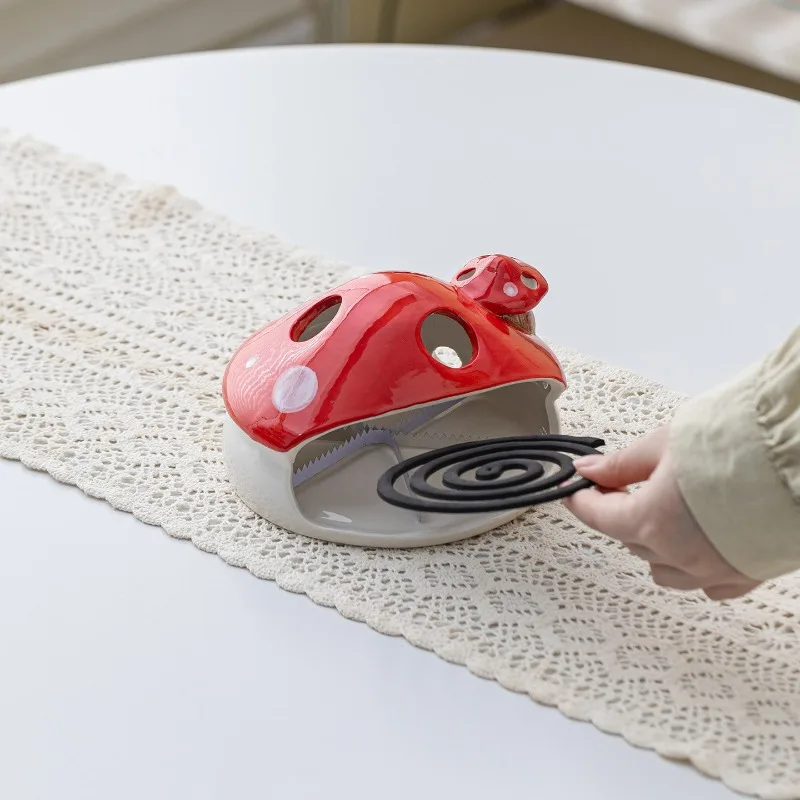 Mushroom Shaped Mosquito Coil Holder for Indoor Home Use Creative Dust Collection Easy Cleaning Aromatherapy Stove