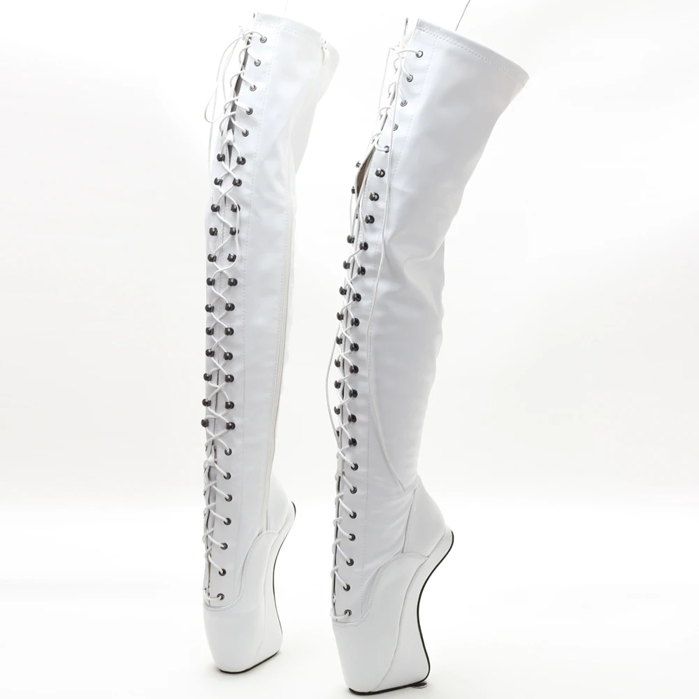 أحذية باليه بكعب حافر 18 سم أحذية عالية الفخذ للجنسين مقاس 36-46