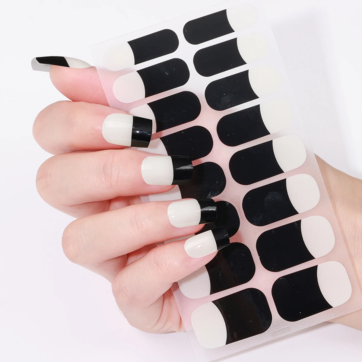 16 Tips Franse Nagellak Strips Langdurige Eenvoudige Effen Kleur Volledige Nail Wraps Zelfklevende Slider DIY manicure Decoratie