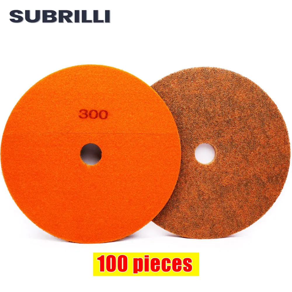 10inch Diamond Sponge Polishing Pads 100pieces Nylon Fiber Buffing Sanding Wheel Abrasive Cleaning For Artificial Stone Marble