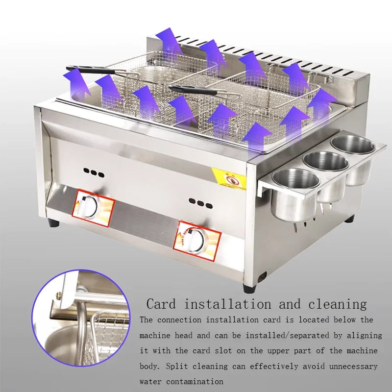 Commercial Gas Fryer Gas Fryer Energy Saving Double Cylinder Fryer Stainless Steel French Fries Fryer