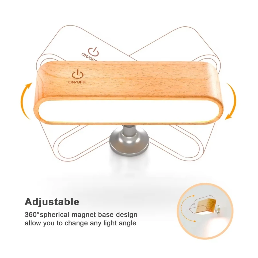 

LEDWood Magnetic Rechargeable Night Lights 360 Rotatable Portable Bedroom Wall Bedside Reading Table Lamps
