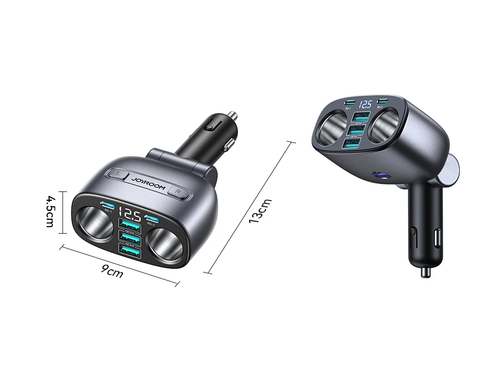 JOYROOM 225W Autoladegerät mit unabhängiger USB-C PD 45W-Technologie, QC3.0, Multifunktions-Ladestation für mehrere Geräte, LED-Anzeige, Autozubehör. – Detail 14