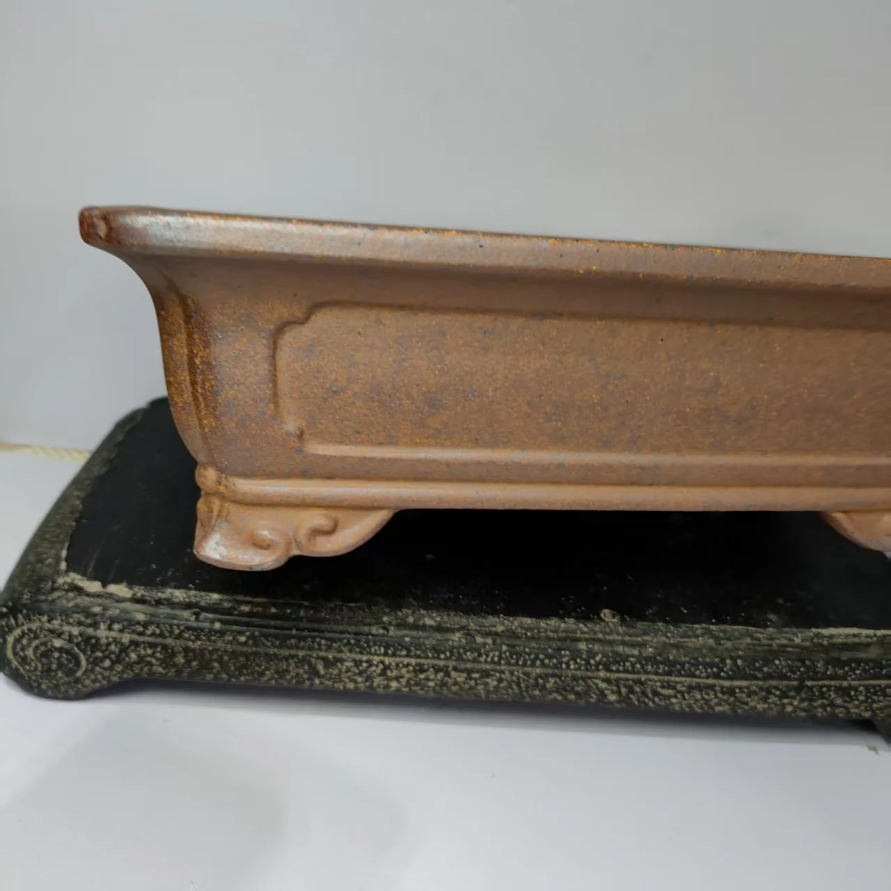 

Classic Rectangle Unglzed Yixing Clay Bonsai Pot with Cloudfeet Desgin