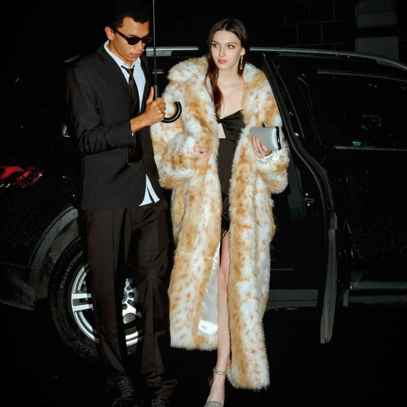 Leopard print Winter Frauen Pelz Jacke Farbverlauf Weibliche Künstliche Lange Pelzmantel Flauschigen Bequemen Haar Dame Plüsch Pelz Outwear