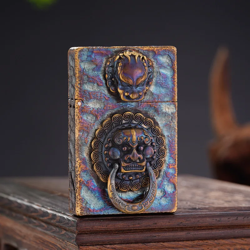 

Brass Right-angled Small Heavy Armor Ancient Handmade Kerosiene Lighter Interesting Personalized Ornaments Collection Gifts