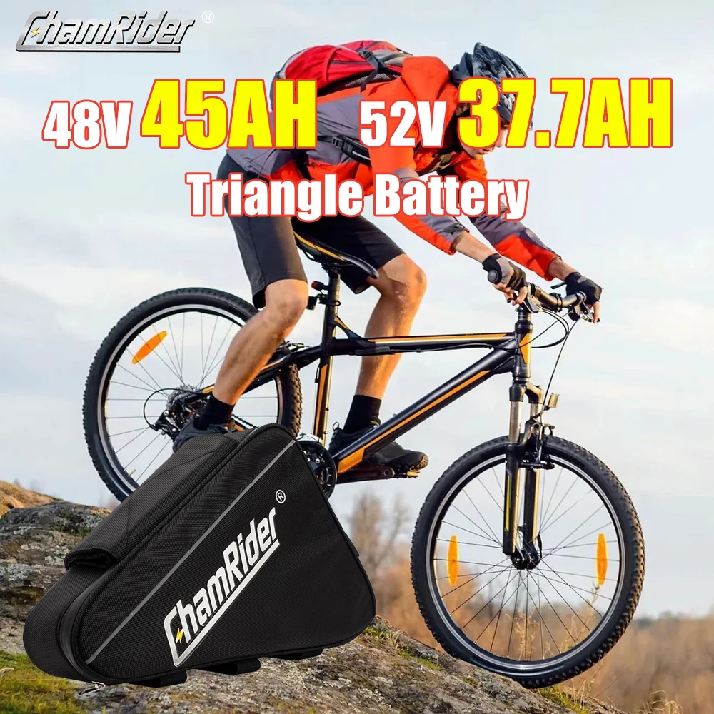 ChamRider Battery 18650 Cell Ebike Battery 72V 52V 48V 45AH Triangle Battery Lithium Capacity 1000W 2000W Super Powerful Bafang