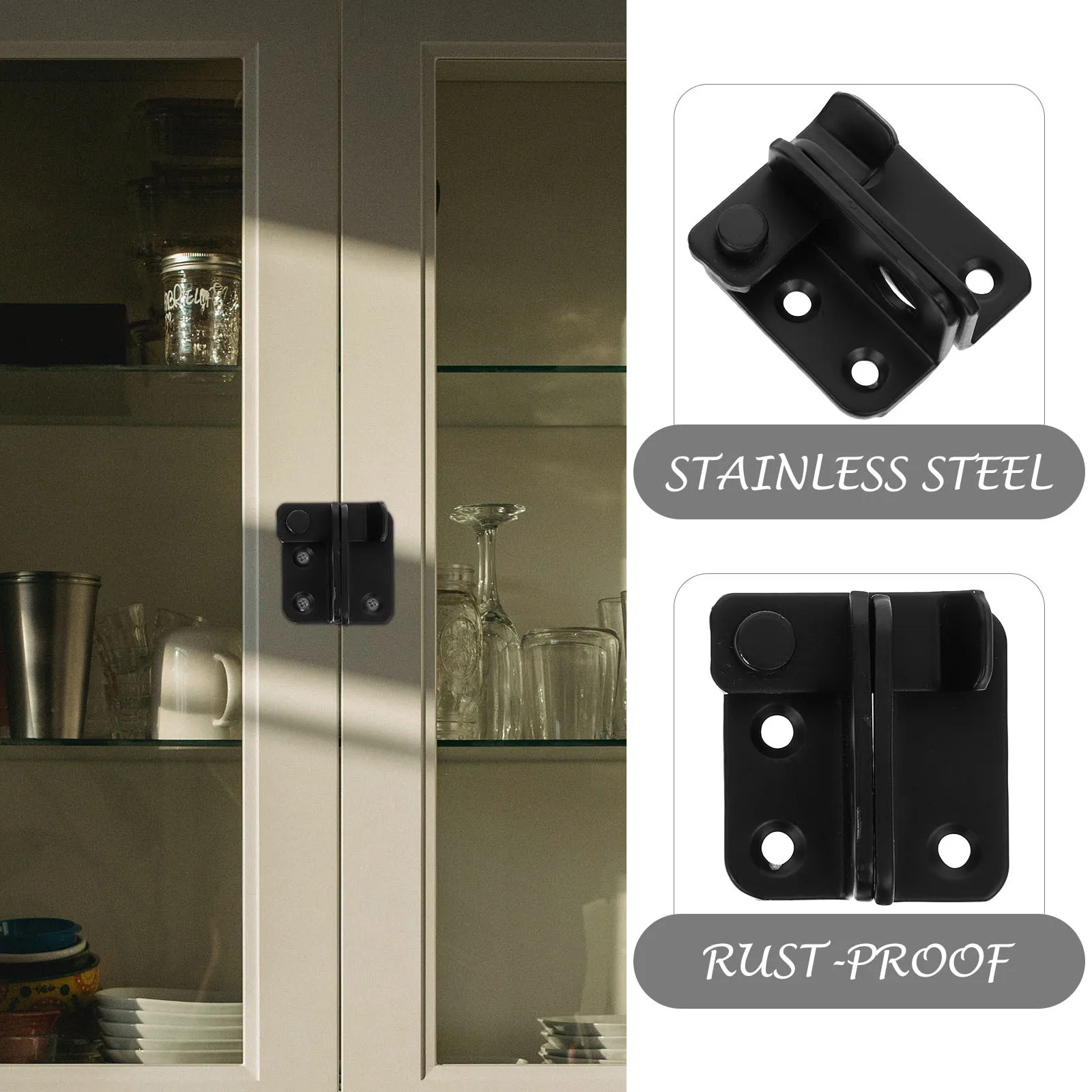 

2pcs Thickened Stainless Steel Gate Latch Heavy Duty Door Lock For Garage Barn Wood Privacy Sliding Door Latches Security Locks