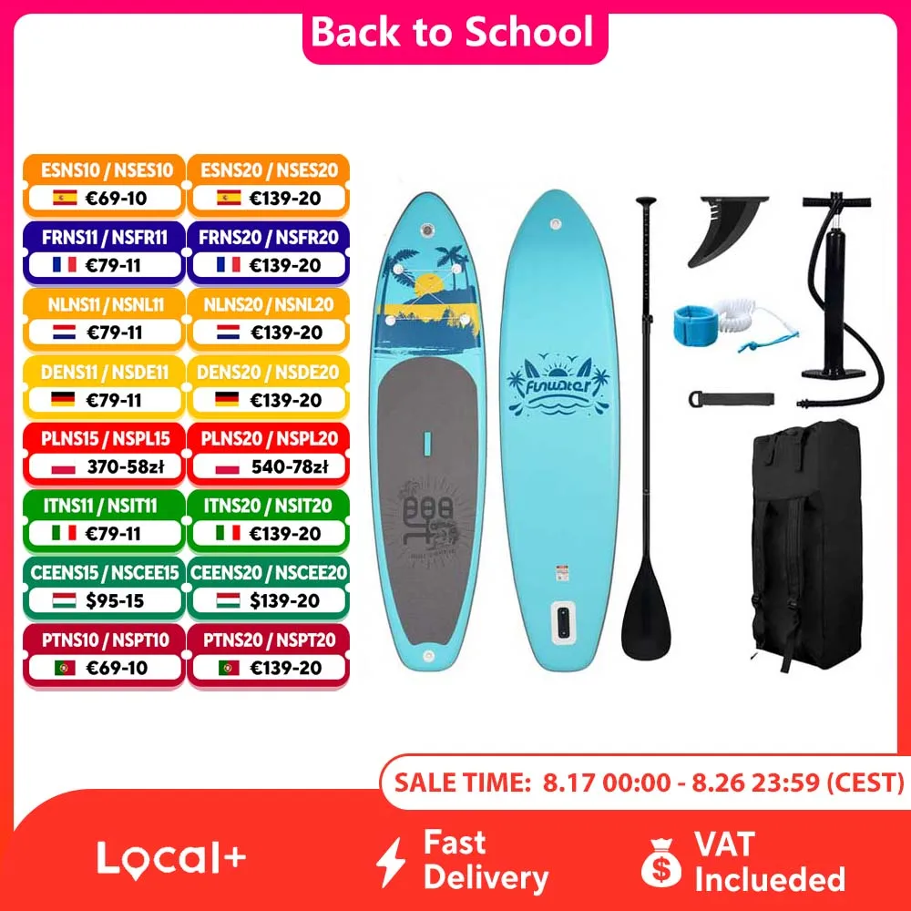 Funwater Aufblasbares SUP Paddleboard Surfbrett Aufblasbares Stand-Up-Paddling-Board mit Zubehör für Erwachsene & Jugendliche Aller Niveaus