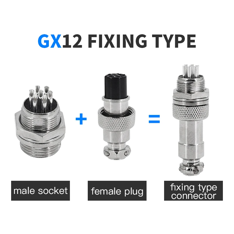 5Set GX12 GX16 Connectors 2pin 3pin 4pin 5pin Aviation Plug Socket Female Male Fixed Fixing Type Electrical Cable Wire Connector