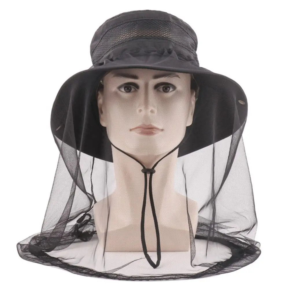 

Anti Mosquito Outdoor Equipment Head Face Protector Anti Bee Hat Outdoor Fishing Sun Cap Mosquito Net Hat Insect Mesh Hat