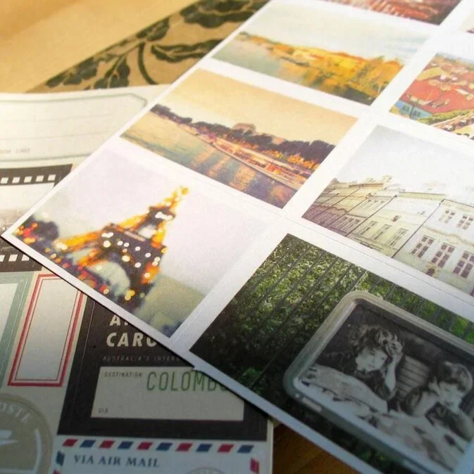 

1pack/lot Travel Themed Stamp Stickers Vintage Voyage Adventure Decals for Scrapbooking Junk Journals DIY Planners