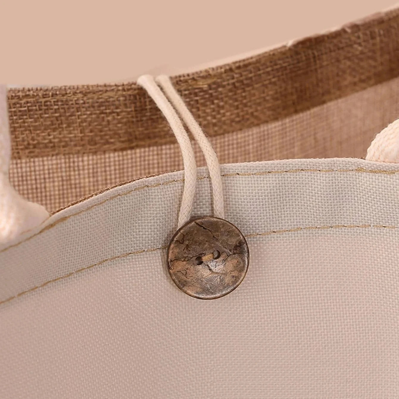 Large Capacity Ladies Tote Bag, Letter Printing Faux Linen Button Handbag, Portable Travel Storage Travel Bag