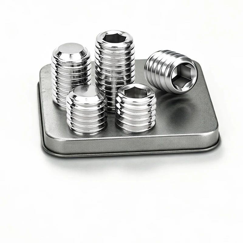 A2-70 304 Stainless Steel Hex Socket Flat Point Grub Screws DIN913 Headless Allen Set Screws M1.6 M2 M2.5 M3 M4 M5 M6 M8 M10