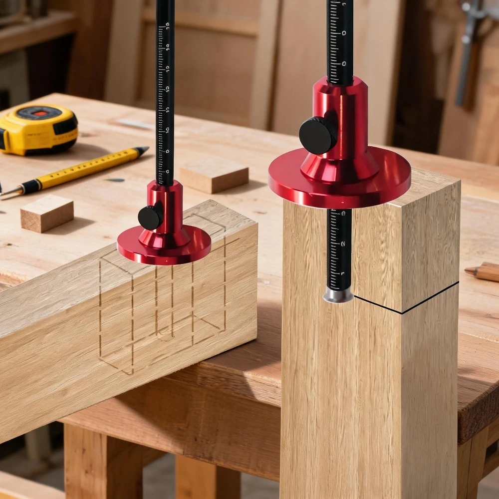Woodworking Scriber-Wood Marking Tools With Inch & MM Scale, Wheel Marking Gauge-Parallel Line Drawing Mortise Measuring Tool