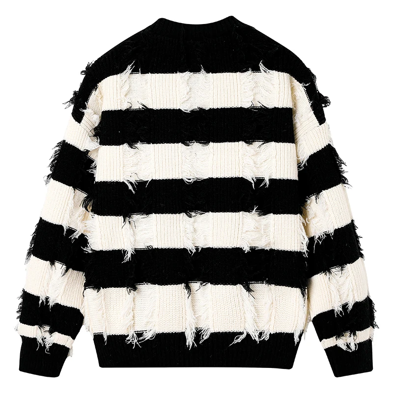 Nouveau automne hiver hommes vêtements intérieurs et extérieurs confortable respirant à la maison pull haut de haute qualité rayé chaud tricot pull