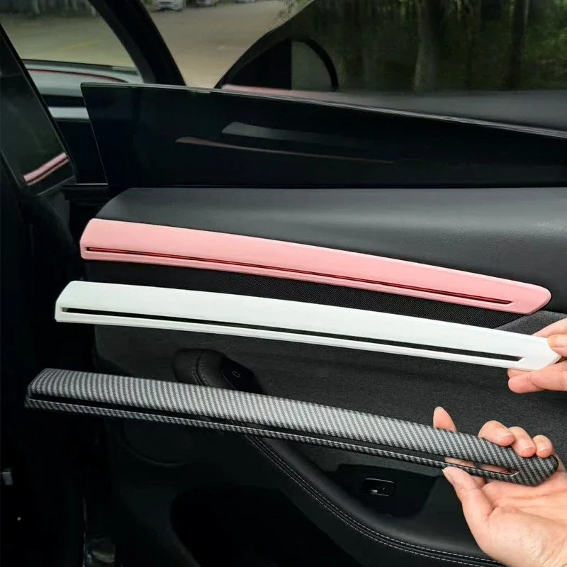 For Tesla Mode Y Juniper 2025 Launch Accessories Dashboard Interior Trim Strip Door Decoration Center Console Decorative Strip