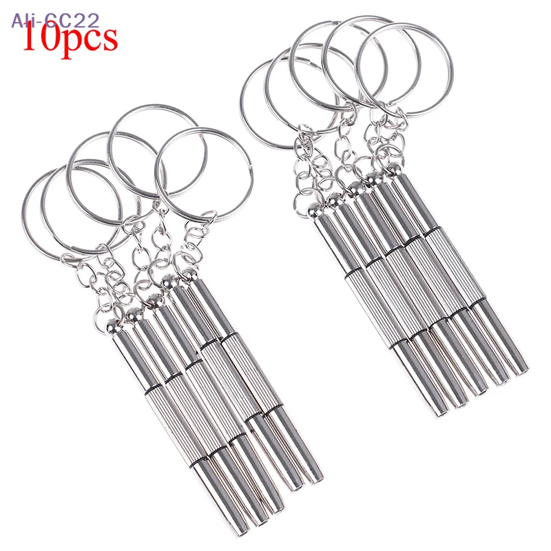 {MX} 10Pcs 3-in-1 Flathead/Phillips/Torx Screwdriver Eyeglass Cellphone Watch Repair Tool Keychain