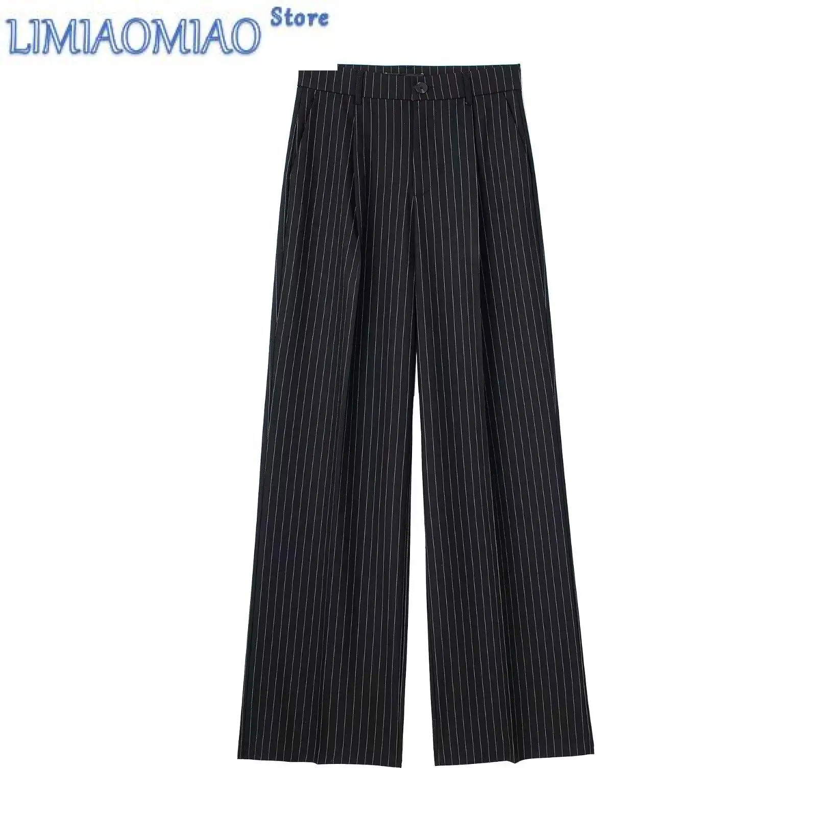 Korean Style Spring Professional Office Women Clothing Front Pleated High-Waisted Trousers Casual Mopping Trousers Women