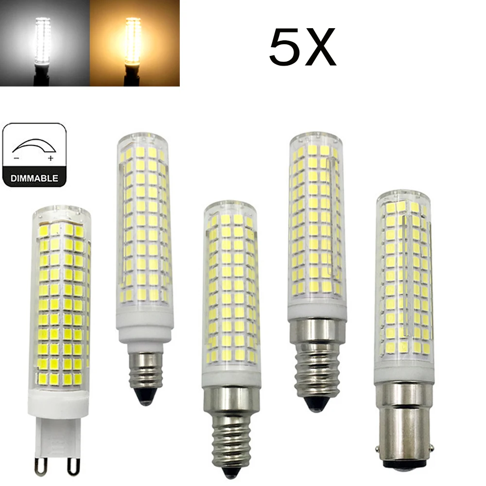 5PCS Dimmable LED Bulbs 15W 136LEDs G9 Corn Bulb 110V Mini 220V Bright White 2835Smd Home Lighting For Decoration Living Room