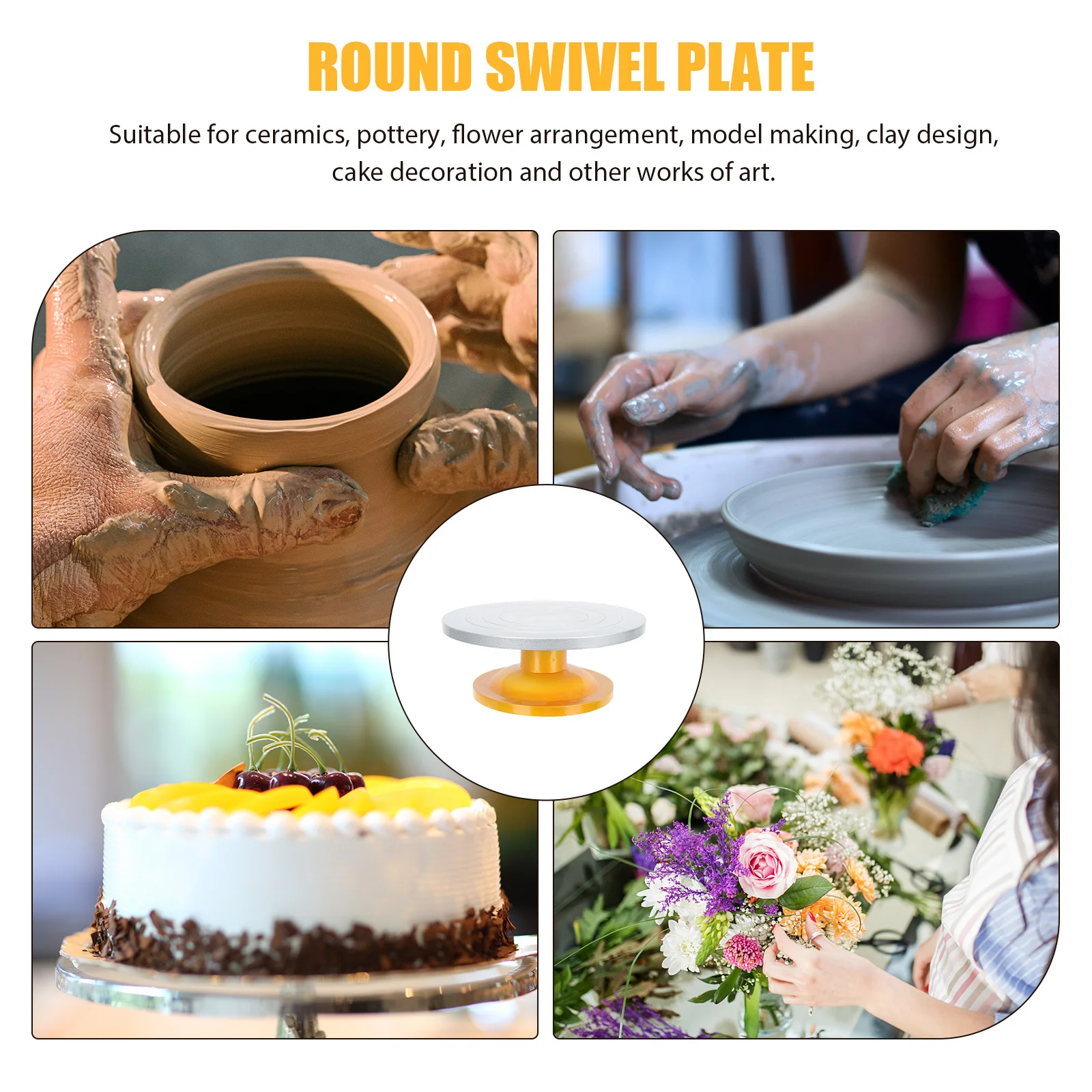 

Manual Clay Turntable Superior Plastic Steel Material Portable Double-Sided Rotating Sculpture Tool 360 Degree Smooth Swivel