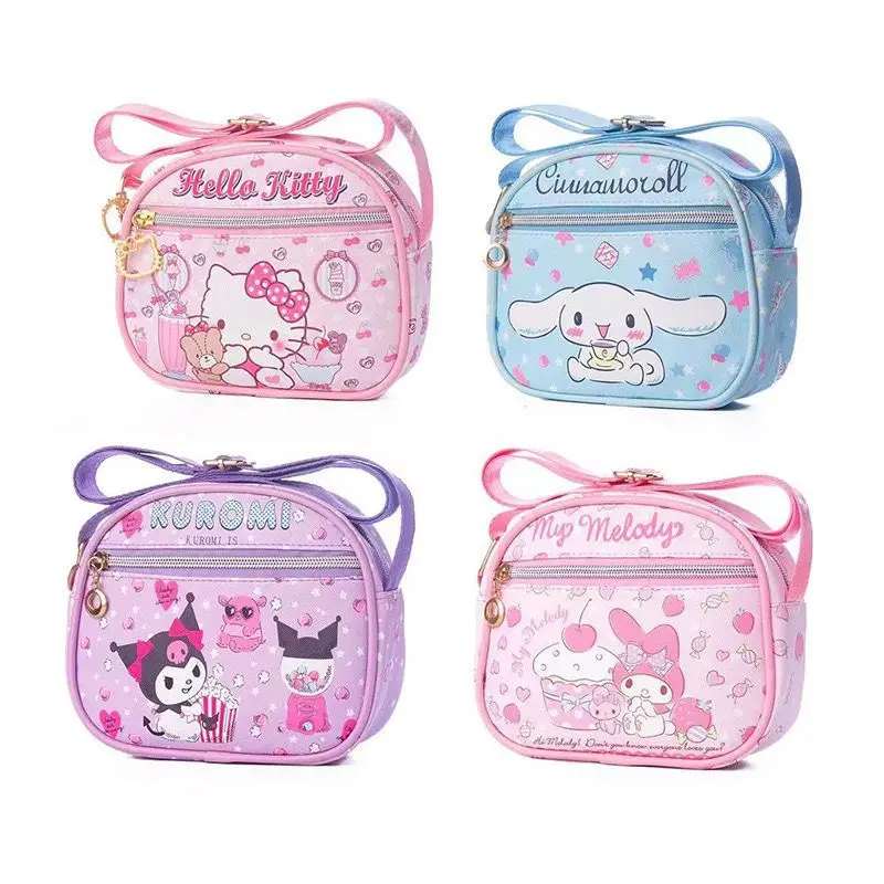 

Sanrios Hello Kittys Shoulder Bag Kawaii Cinnamoroll My Melody Kuromi Mini Children's Storage Bags Pu Crossbody Bag Girl Gift