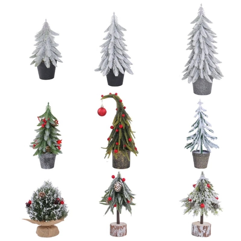 Miniature Christmas Tree Decorations for Shops and Home Celebration Tabletop Ornament Festival Enhancer